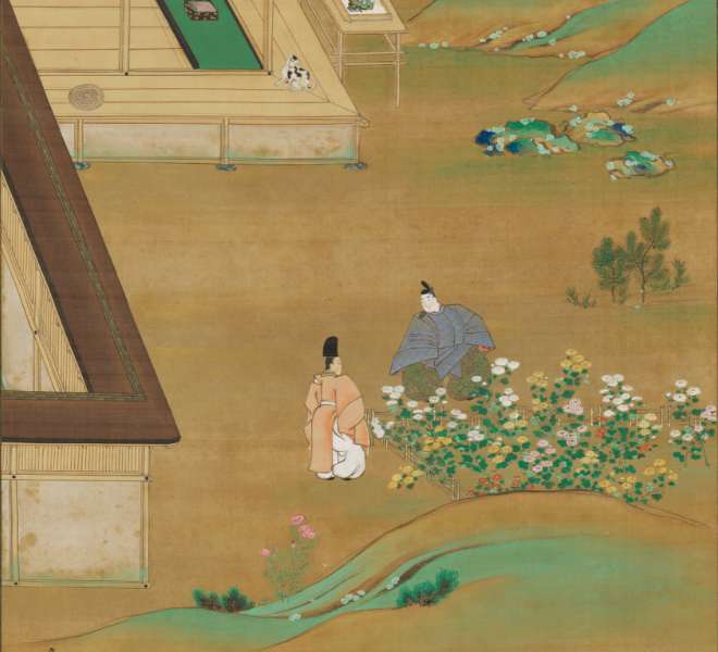伊勢物語図（人の前栽に菊）（部分）　板谷広長筆　江戸時代　18世紀　根津美術館蔵　小林中氏寄贈